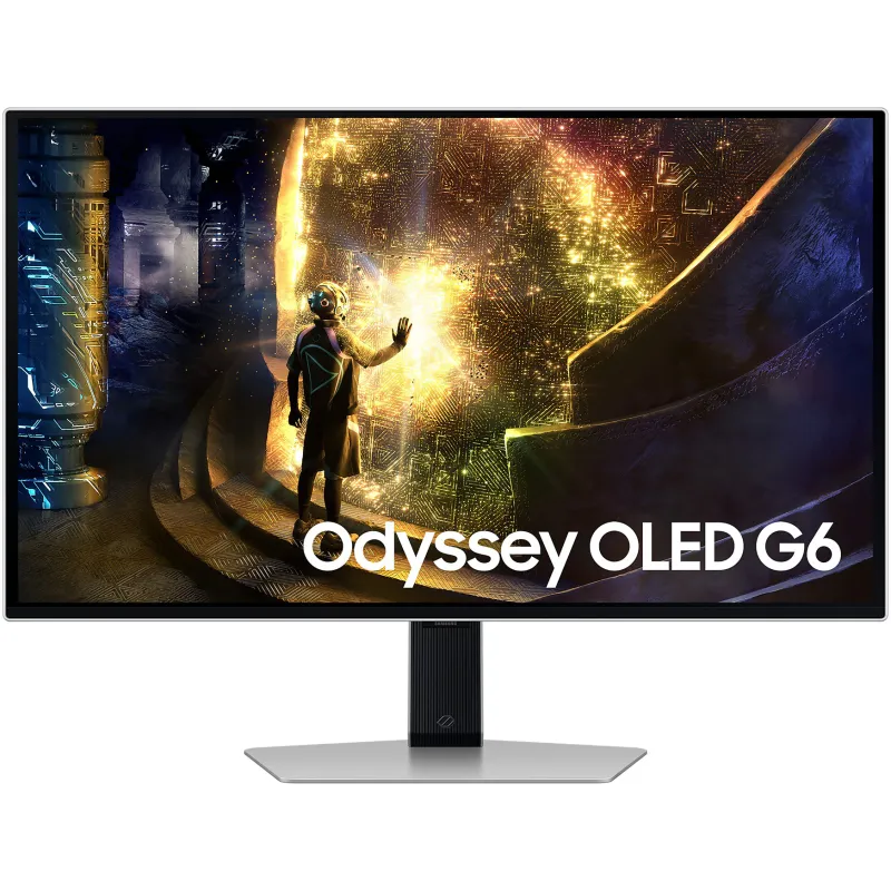 Monitor Gaming Samsung Odyssey OLED G6 G61SD, 27", QHD (2560x1440), OLED, 240Hz, 0.03ms (GTG), AMD FreeSync Premium Pro, NVIDIA G-Sync Compatible, HDR10+, Flicker Free, Eye Saver Mode, Black Equalizer, HDMI, DisplayPort, USB Hub, Pivot, Alb