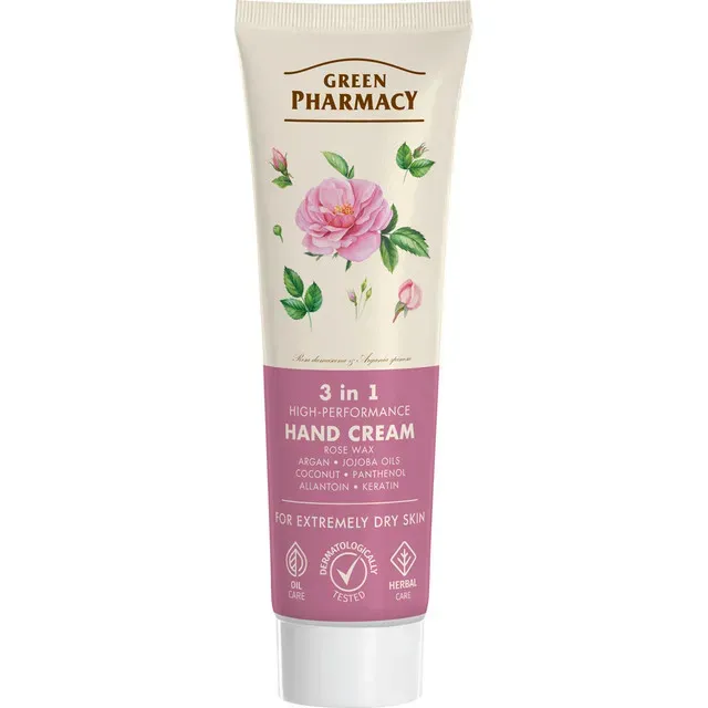 Crema de maini Green Pharmacy 3 in 1 High Performance Rose Wax, 100 ml