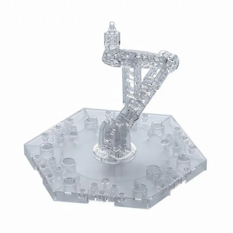 Baza de Afisare Gunpla Gundam Action Base, Bandai, compatibila cu modelele Gunpla la scara 1:144 si SD, Alb Transparent cu Sclipici