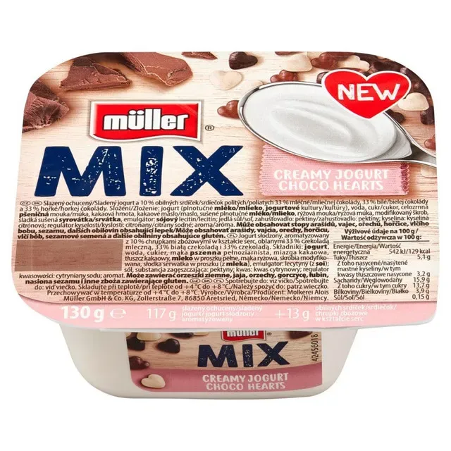 Iaurt cremos Muller choco hearts, 130 g