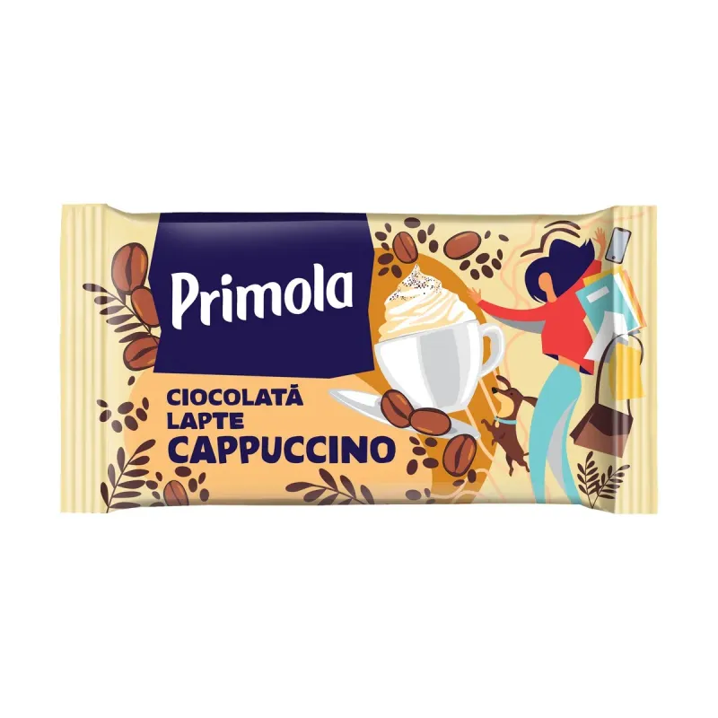 Ciocolata cu crema cu lapte si cappuccino Primola, 93 g