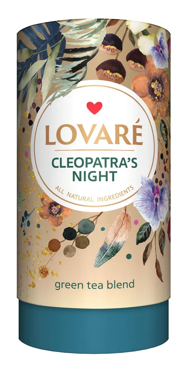 Amestec de ceai verde, petale de flori si fructe Lovare Cleopatra's Night, 80 g