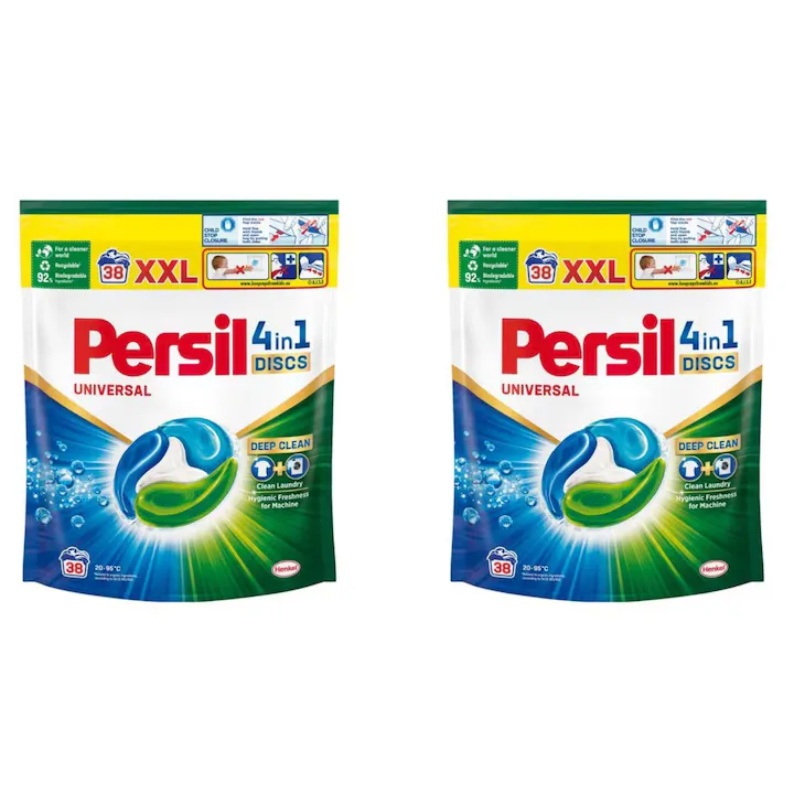 Pachet 2 x detergent rufe capsule Persil 4in1 Universal, 152 spalari, formula compacta, 76 spalari