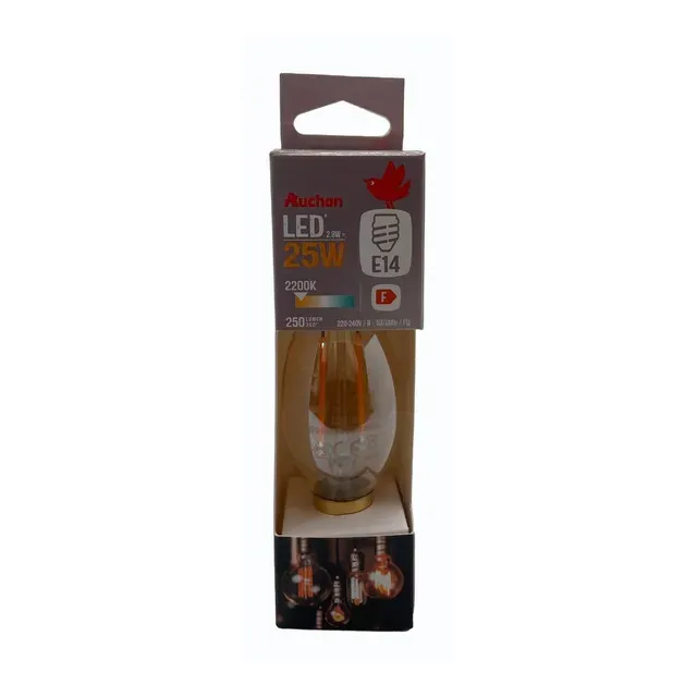 Bec LED Auchan, E14, CF35, 2.8 / 25 W, lumina rece