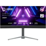 Monitor Gaming Curbat MiniLED VA Lorgar Pro 34MP1 34" UWQHD (3440x1440), 180Hz, 1ms, AMD FreeSync™, NVIDIA G-Sync™ Compatible, HDR 1000, 1500R, Iluminare RGB, Boxe 2.1, USB Type-C, Hub USB, 2x HDMI, Display Port, Jack, Pivot, VESA, black/milky grey