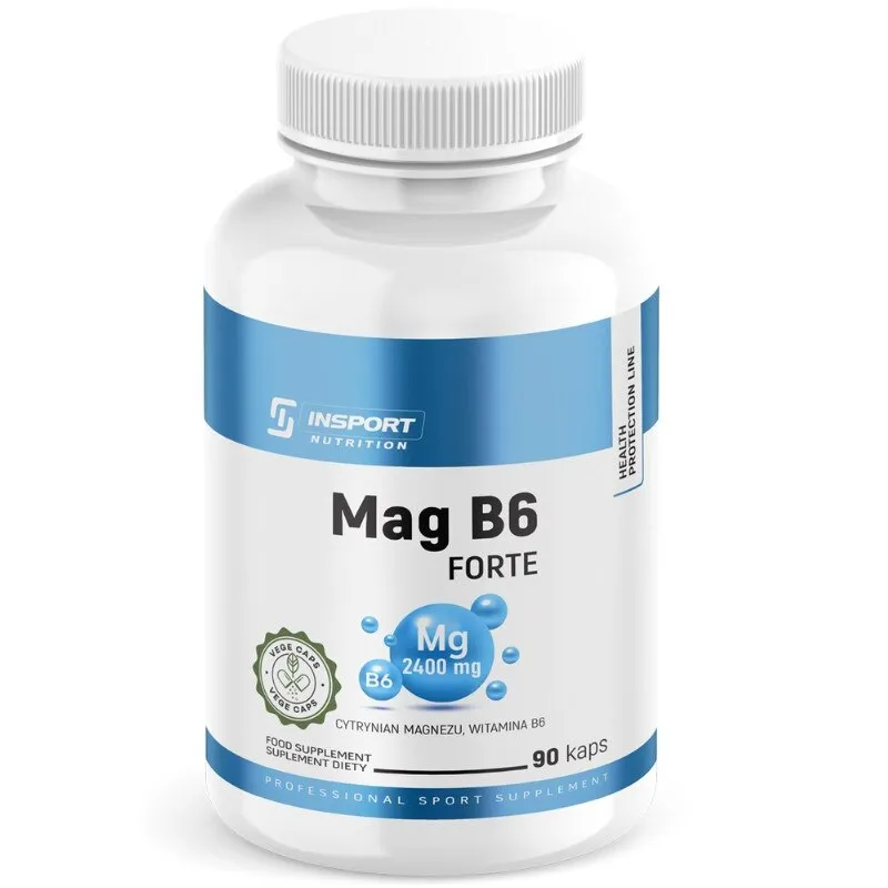 Magneziu + B6 Forte 90 capsule, 2400mg Citrate de Magneziu, Supliment pentru muschi si sistem nervos, INSPORT