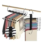 Set 2 Umerase Organizator pentru Pantaloni, Otel, 9 Tije per Umeras, Design S-Shape Inovator, Economiseste Spatiu in Dulap, Pentru Pantaloni, Fuste, Cravate si Alte Articole, Argintiu