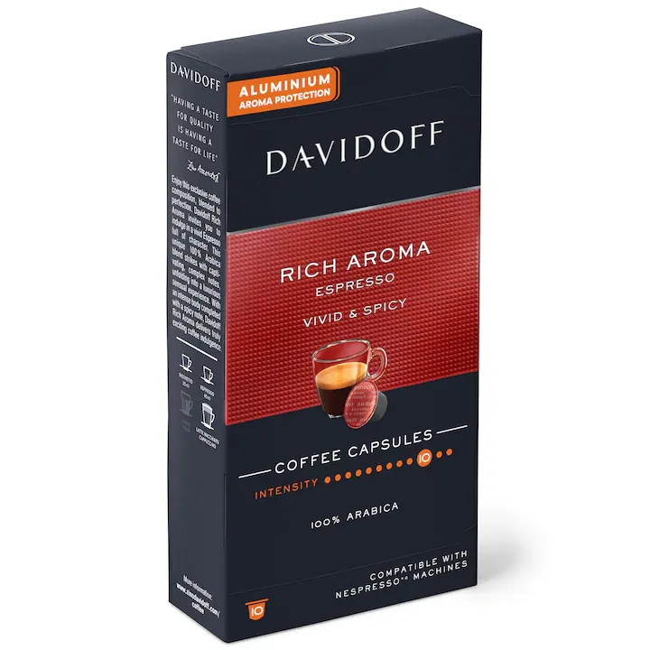 Cafea capsule, Davidoff Café Rich Aroma Espresso, compatibile Nespresso, 10 buc, 55 g
