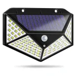 Lampa solara de exterior, 100 LED-uri cu reflector de lumini si 3 moduri de iluminare, lumini de securitate cu sensor de miscare, 270 grade, IP65, rezistente la apa, alimentat cu energie solara pentru curte, gradina