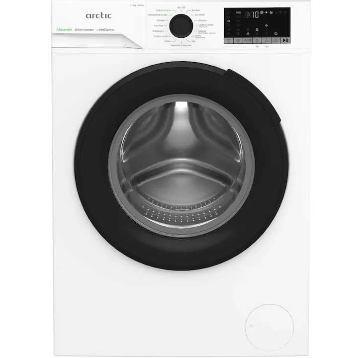 Masina de spalat rufe Arctic APLM2WFSU28411WPB, 8 Kg, 1400 RPM, Clasa A, Motor Silent Inverter, ExtraSteam, IronExpress, Recycled Tub, Fast/Intensive, Steam, WaterMode, Child Lock, Add-In, Alb