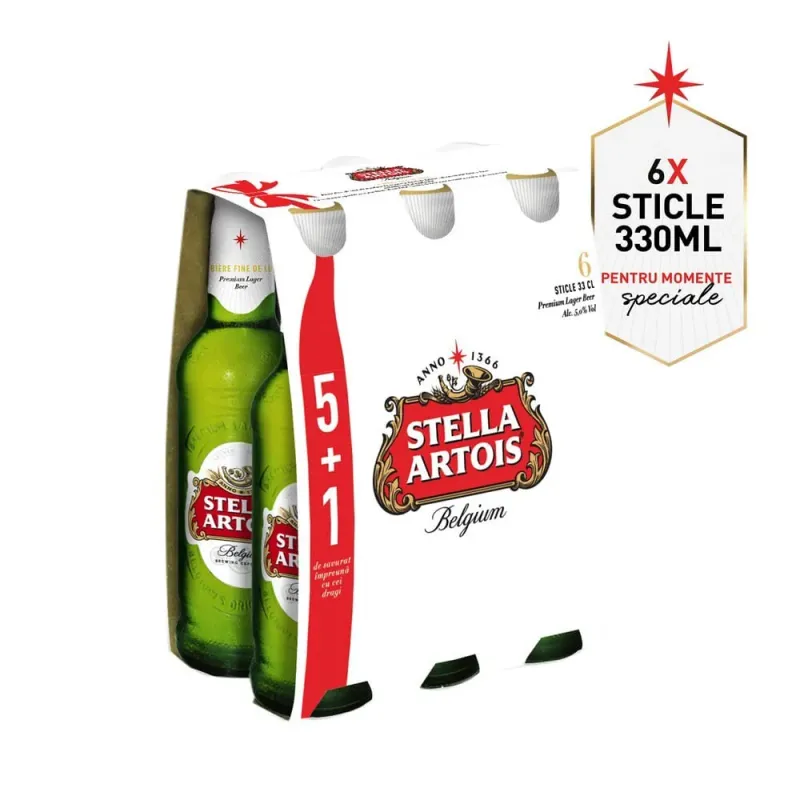 Bere blonda Stella Artois, 5+1 x 0.33 l
