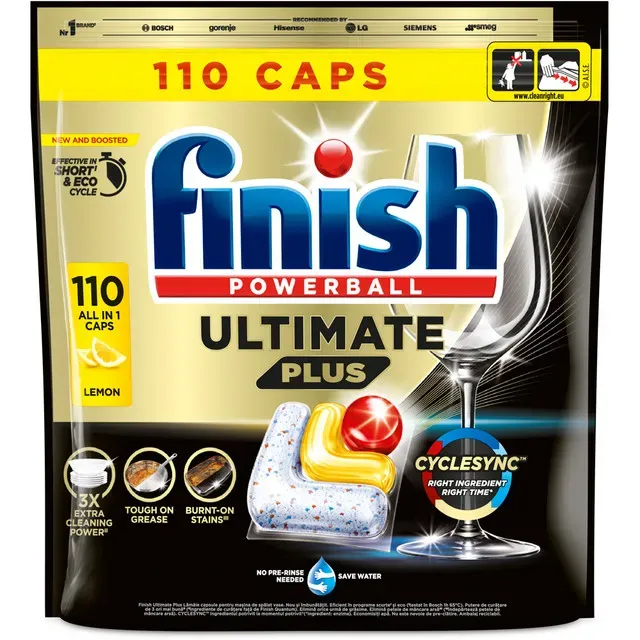 Detergent capsule pentru masina de spalat vase Finish Powerball Ultimate Plus Lemon, 110 bucati