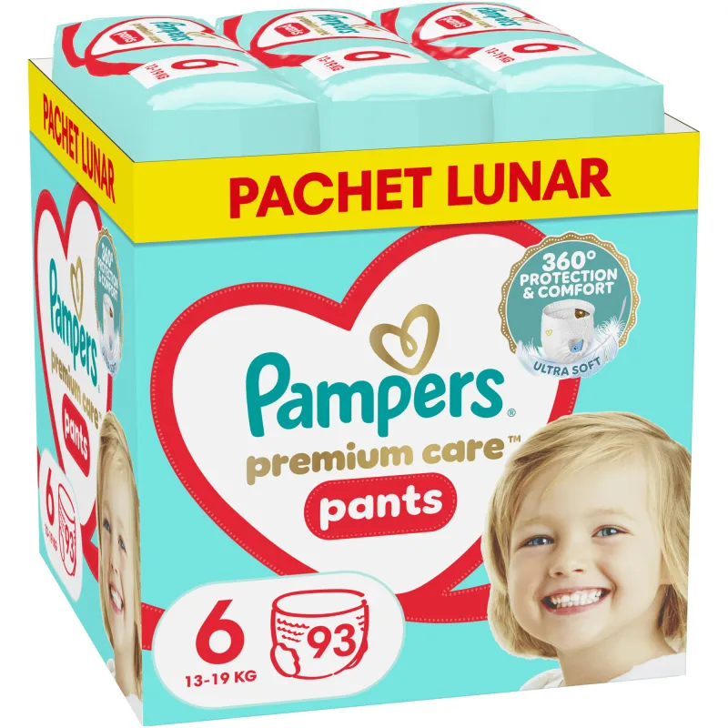 Scutece-Chilotel Pampers Premium Care Pants XXL Box, Marimea 6, 13kg-19kg, 93 buc