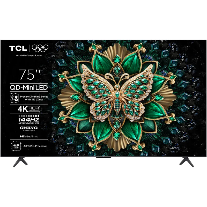 TCL QD-MiniLed 75C6K, 189 cm, Smart Google TV, 4K Ultra HD, 100Hz, Clasa F