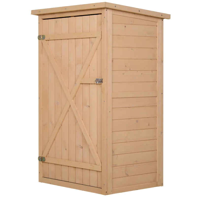 Casuta de gradina pentru depozitare, Outsunny, Lemn de molid rezistent la apa, 75x56x115 cm, Maro