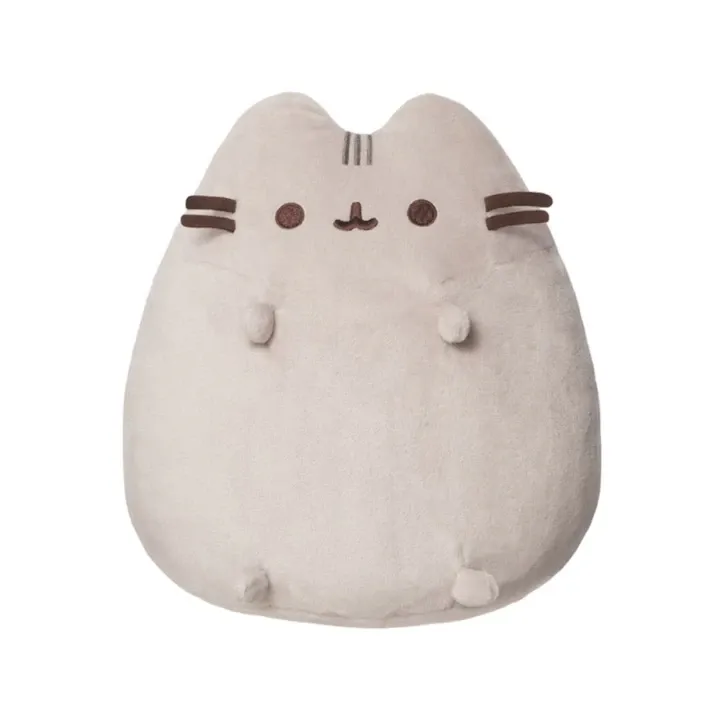 Jucarie de plus, AjieQaQ®, pisica Pusheen in pozitie sezanda, 15 cm, gri, blana cu senzatie matasoasa, super draguta si pufoasa, aduce companie si bucurie copiilor, cadou potrivit pentru toate varstele