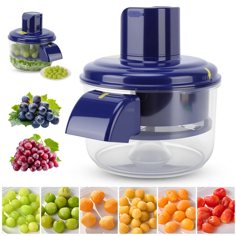 Aparat Electric Curatat Fructe Legume, Masina de Curatat Legume si Fructe, 50W 5 Lame Inox, Acumulator 1300mAh USB-C, Auto Ejectare, Wireless Portabil, Curatat Usturoi, Legume, Fructe, Albastra