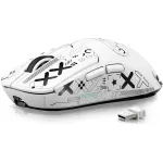 Mouse de gaming wireless ATTACK SHARK X3, mouse ergonomic de 49g, senzor optic PAW3395 cu trei moduri, 26K DPI, autonomie baterie 200h, butoane programabile, accesorii de gaming pentru PC/laptop/Mac (alb)