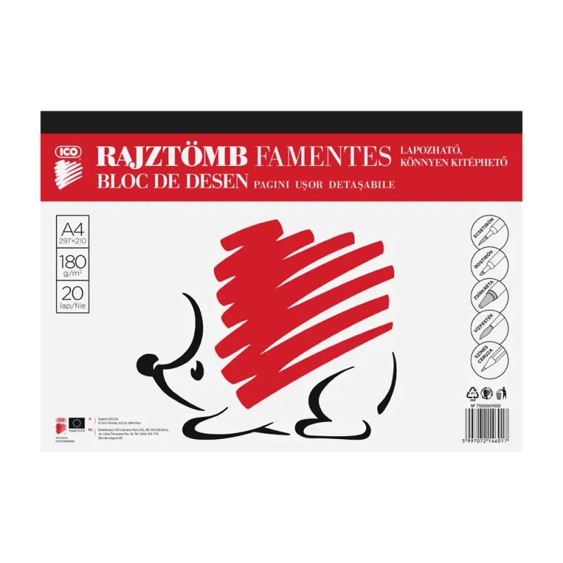 Bloc de desen A4 Ico Arici, 20 file