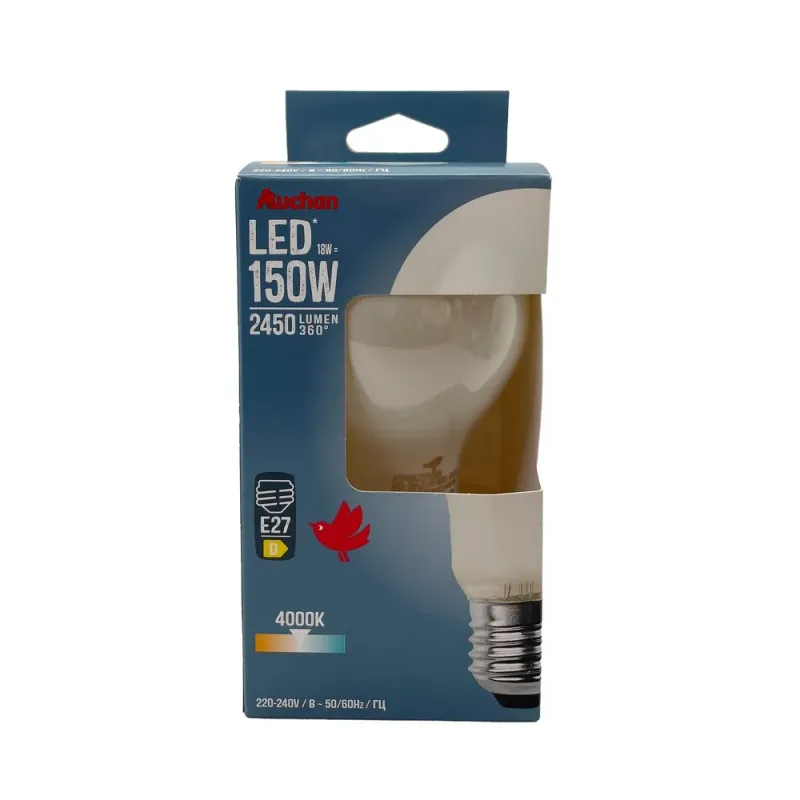 Bec LED Auchan, E27, 18 / 50 W, lumina rece
