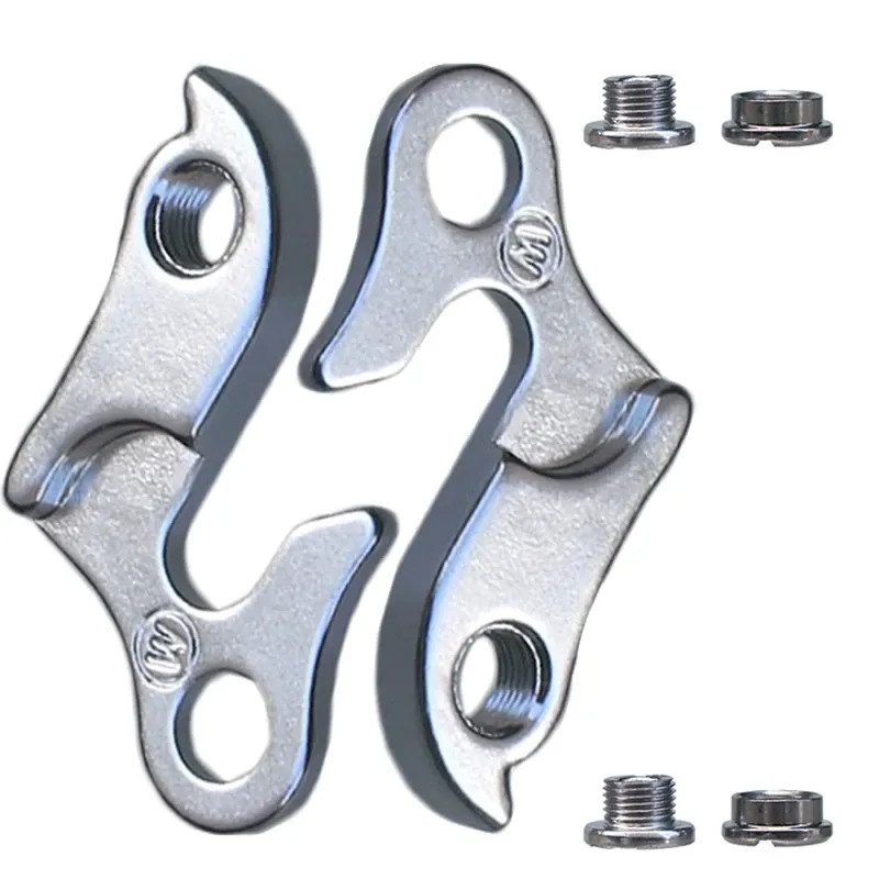 Set 2 Ureche cadru schimbator bicicleta, Aluminiu, Vine cu 4 suruburi de montare, Argintiu mat, Nr. 7