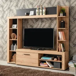 Biblioteca living Rubi, stejar artisan + negru, 172.5 cm, 2C