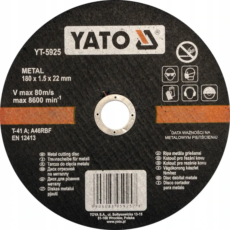 Disc Taiere Metal Yato 180x1.5x22.2mm, Universal