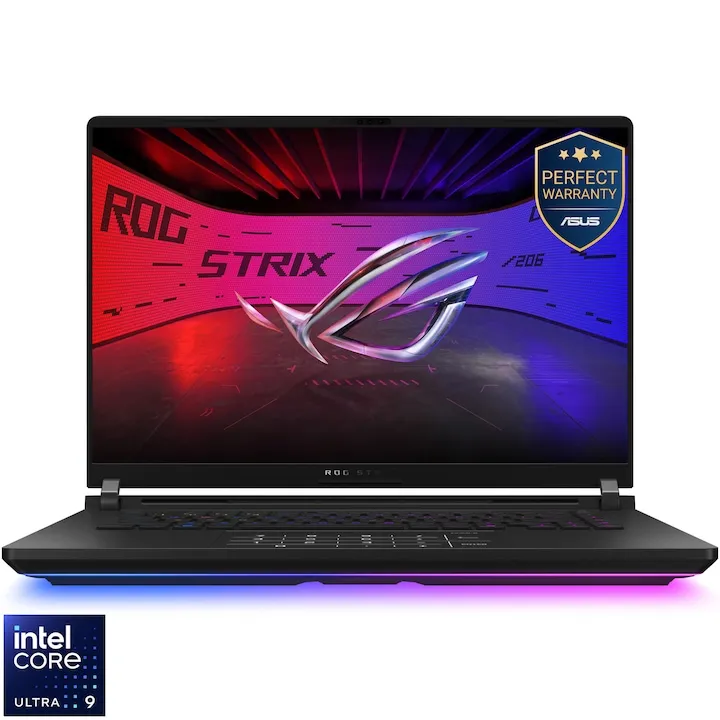 Gaming ASUS ROG Strix SCAR 16 G635LX cu procesor Intel® Core™ Ultra 9 275HX pana la 5.4GHz, 16", 2.5K WQXGA, Mini LED, 240Hz, G-Sync, 64GB DDR5, 2TB + 2TB SSD, NVIDIA® GeForce RTX™ 5090 24GB GDDR7, No OS, Off Black