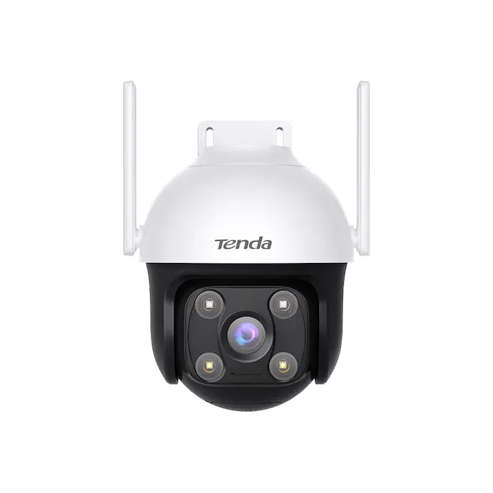 Camera IP exterior, Tenda, CH7-WCA, 4MP (2560x1440), Wi-Fi 2.4GHz, Pan-Tilt, acoperire 360° orizontal/137° vertical, lentila 4mm, viziune nocturna color, LED-uri IR 30m, AI detectie persoane/vehicule, audio bidirectional, IP65, card microSD 128GB inclus