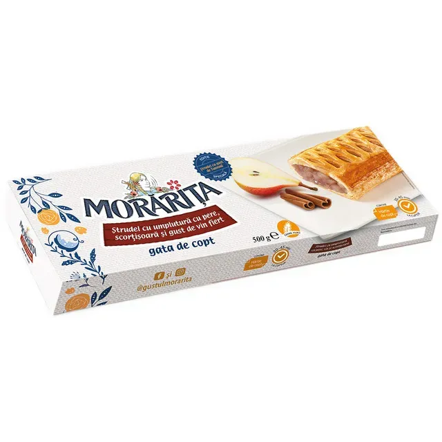 Strudel cu umplutura cu pere, scortisoara si gust de vin fiert Morarita, 500 g