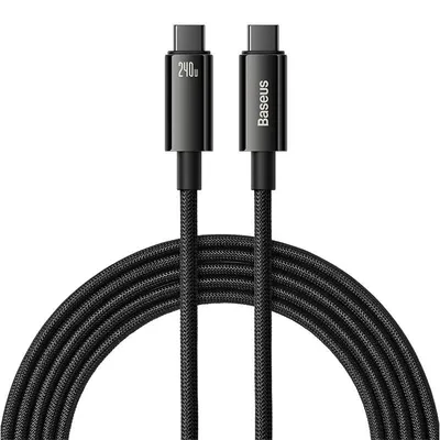 Cablu Baseus Tungsten Gold, USB-C la USB-C, 240W, Fast Charging, 3m, Negru