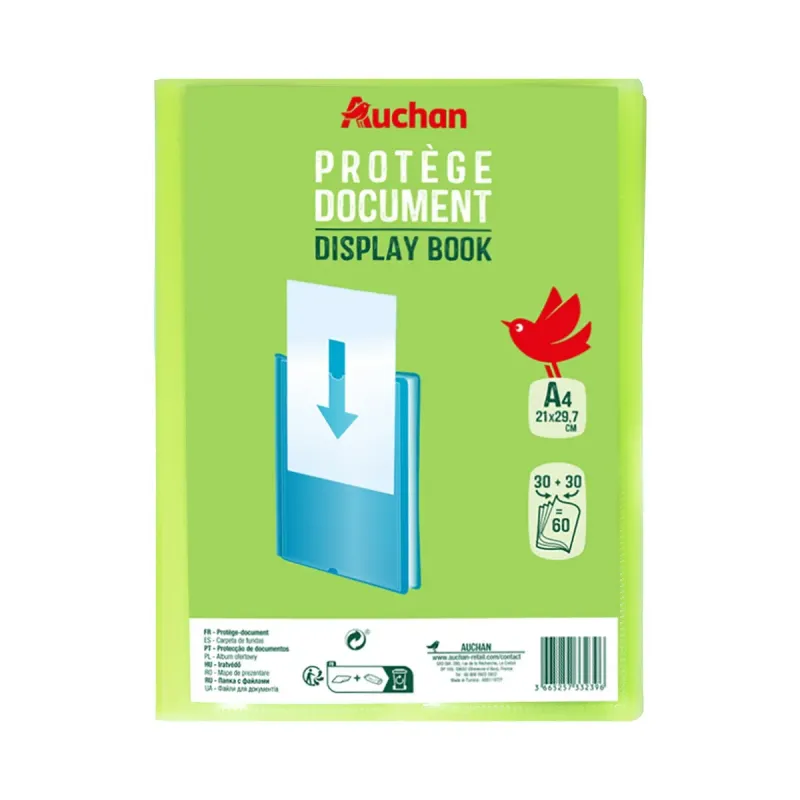 Mapa A4 transparenta Auchan, 60 file, diverse culori