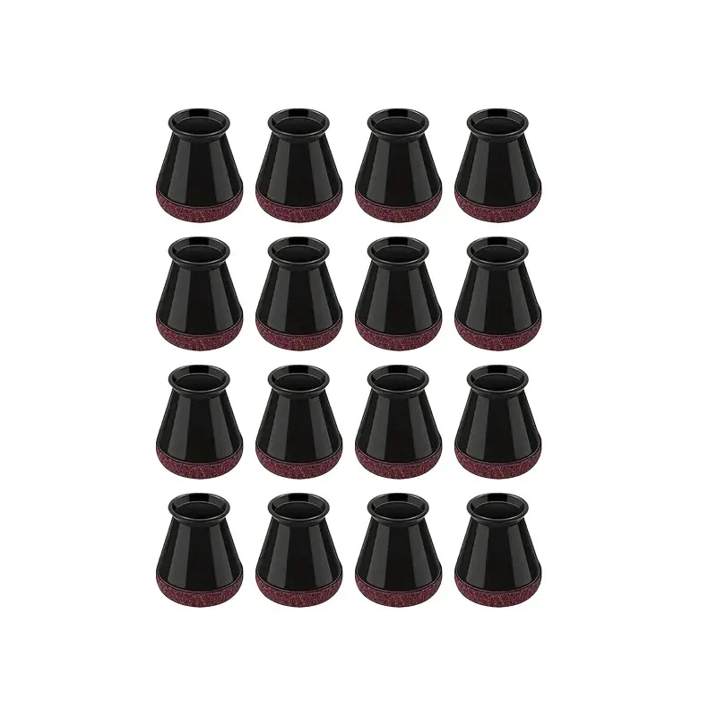 Set 16 protectii picioare scaun/mobila NEXTLY din silicon si pasla, anti-zgarieturi, negru/visiniu, 3x2.8cm, S