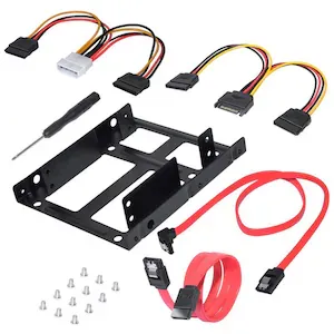 Set montare HDD/SSD, SINBINTA, de la 2,5" pana la 3,5", Robusta si durabila, buna disipare a caldurii, rezistent la deformare, cu cablu date SATA si cablu alimantare SATA, Potrivit pentru carcaselor pentru PC, Metal, 115*101*15mm, Negru