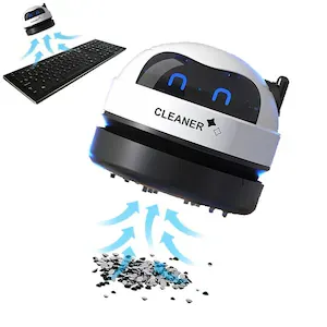 Mini aspirator fara fir, Detasabil si lavabil, Rotire 360°, Portabil, USB, Potrivit pentru tastatura, praf, resturi de hartie, 500mAh, Negru/Alb