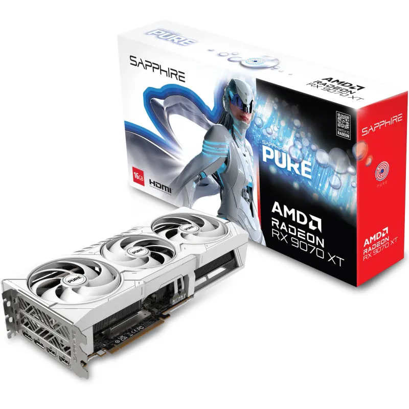 Placa video SAPPHIRE PURE AMD RADEON™ RX 9070 XT GAMING OC, 16GB GDDR6, 256-bit
