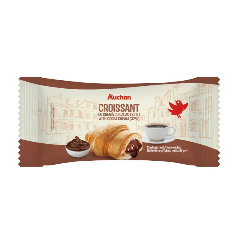 Croissant cu crema cu cacao Auchan, 85 g Croissant cu crema cu cacao Auchan, 85 g