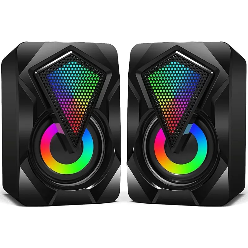 Boxe Gaming 2.0, conectare jack 3.5mm, alimentare USB, Boxe PC, stereo, iluminare RGB, Negre