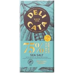 Ciocolata neagra cu fulgi de sare de mare, 75% cacao 100g