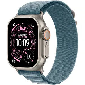 Apple Watch Ultra 3, GPS + Cellular, 49mm, Natural Titanium Case, Light Blue Alpine Loop - Large