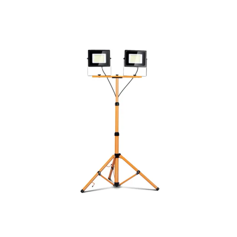Trepied reglabil pentru lampa sau proiector, Optonica Tripod, metal, galben cu 2 Proiector cu LED SMD exterior 10W - lumina naturala