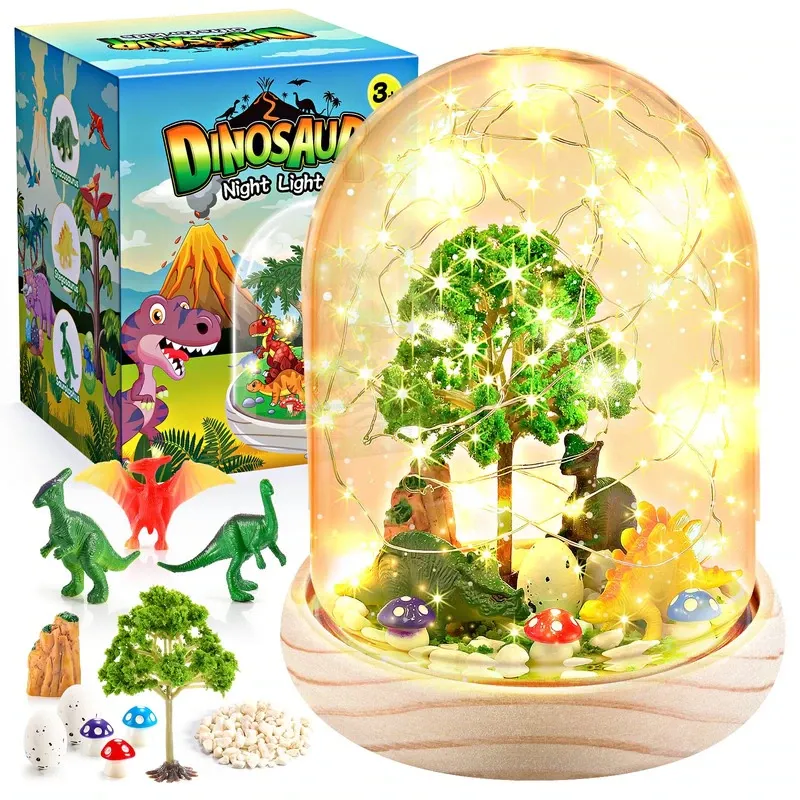 Lampa de veghe pentru copii, ATOPDREAM, dinosaur, set de accesorii, portabil, functioneaza cu baterii, multicolor