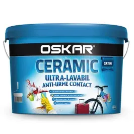 Vopsea ultralavabila interior / exterior Oskar Ceramic satin, alb, 8.5 L