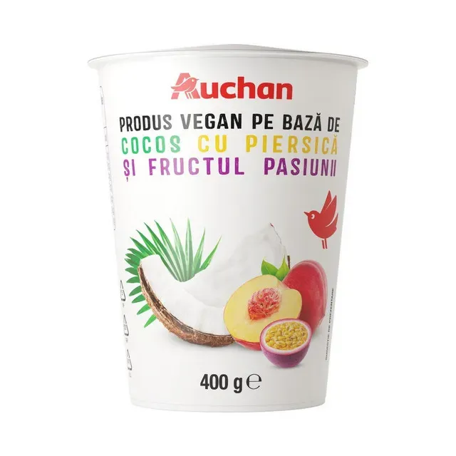 Produs fermentat cu cocos si piersici Auchan, 400 g