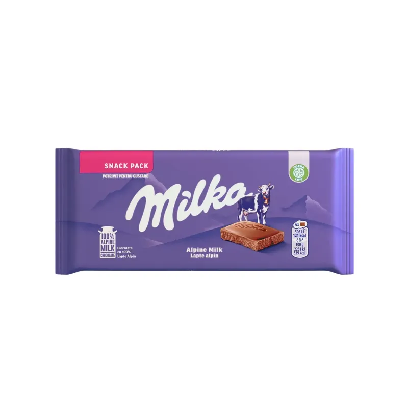 Ciocolata cu lapte alpin Milka Snack Pack, 45 g