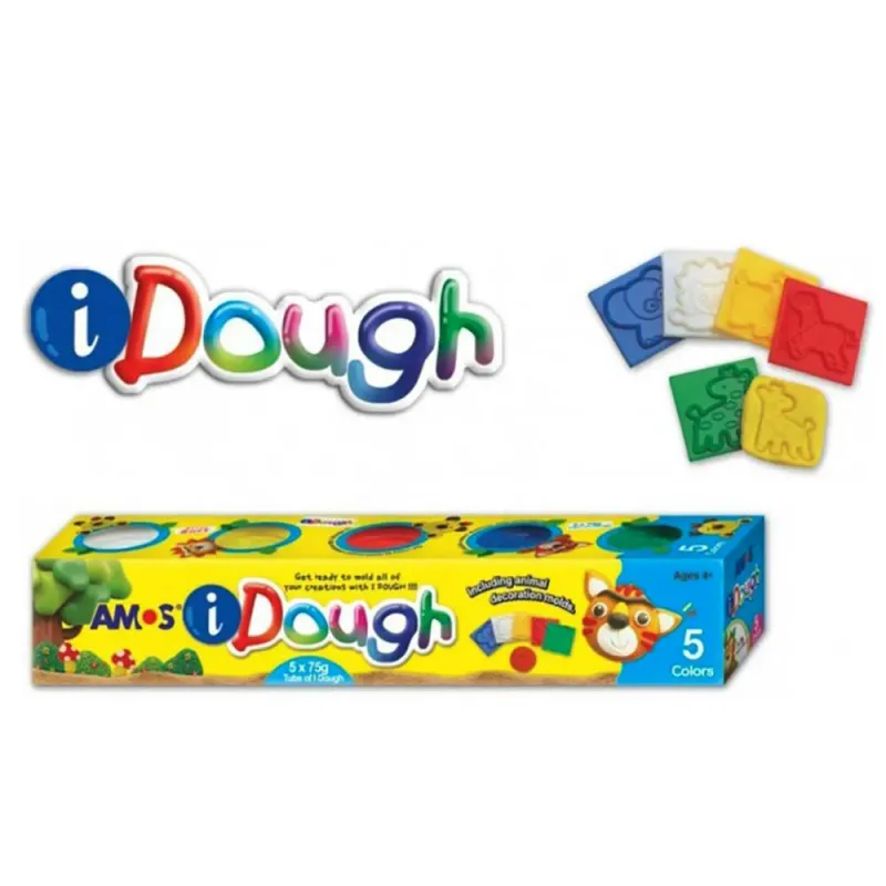 Set 5 recipiente cu plastilina Amos, cu forme animale