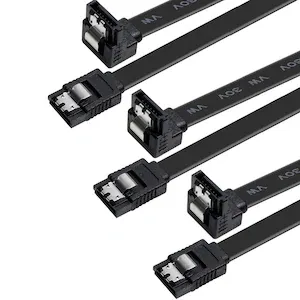 Set 3 cabluri AWM, Axroad Mall, SATA III, 6.0 Gbps, Cablu de conectare cu un conector in linie dreapta si unul inclinat, Transfer rapid de date, Compatibil cu SATA I si SATA II, PVC/Metal, 50cm, Negru