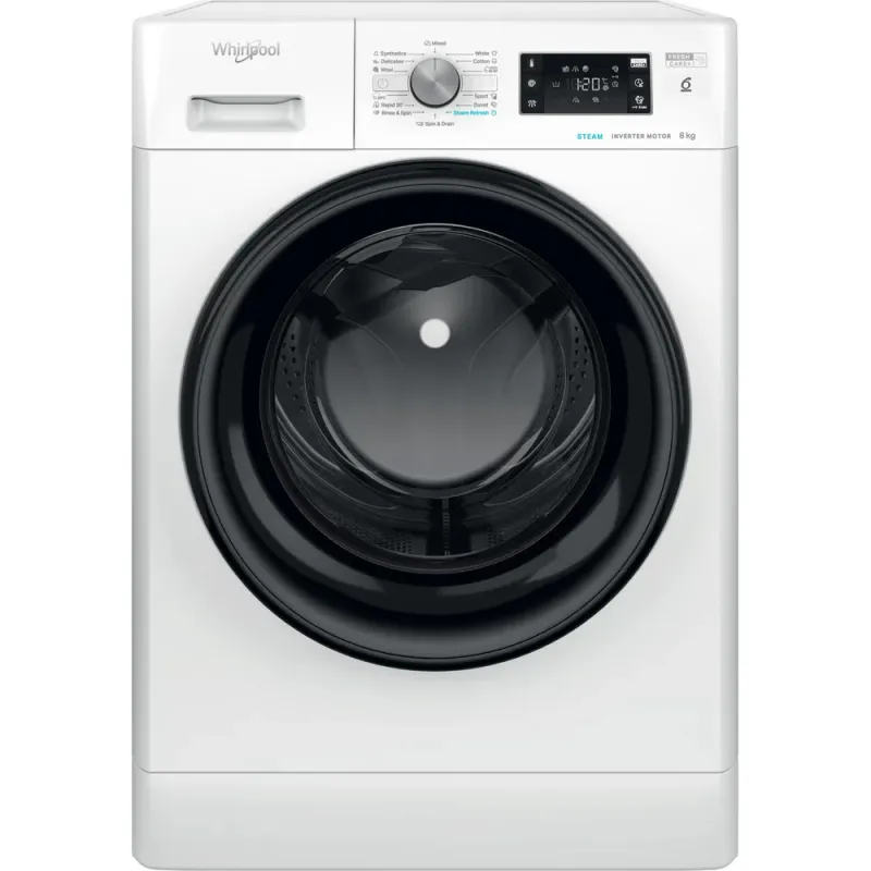 Masina de spalat rufe frontala WHIRLPOOL FFB 8458 BV EE, Steam, 6th Sense, 8 kg, 1400rpm, Clasa B, alb