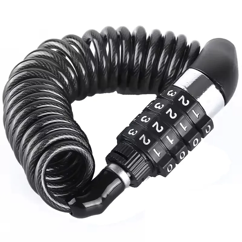 Blocant antifurt pentru bicicleta, trotineta si motocicleta, Axroad Mall, Cablu de otel retractabil, Cu parola de 4 digiti, Impermeabil si rezistent la rugina, Usor de utilizat si transportat, Otel/PVC, 150 cm, Negru