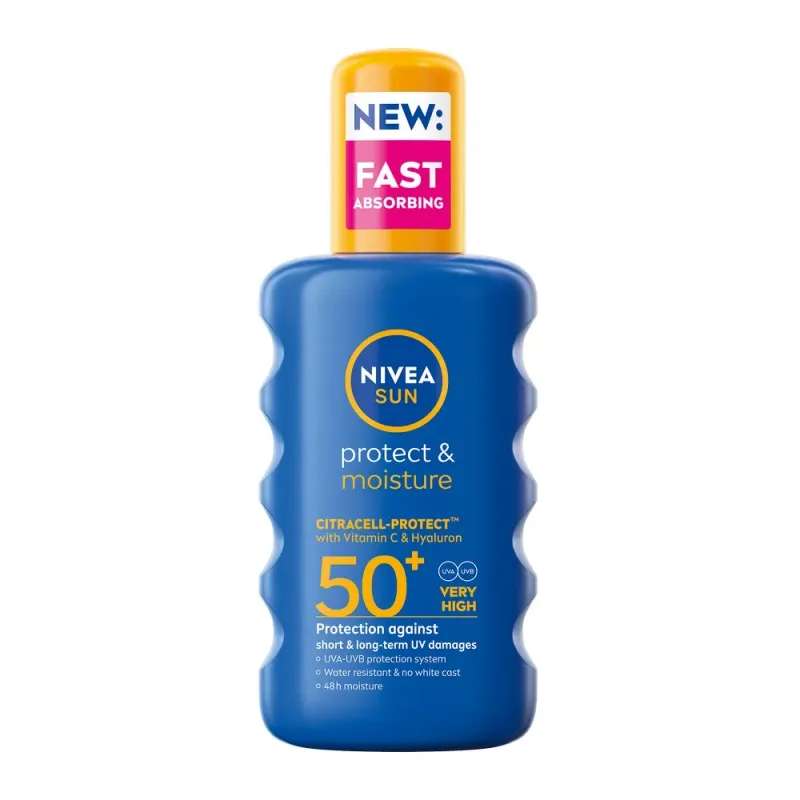 Spray protectie solara Nivea Sun Protect & Moisture SPF 50+, 200 ml